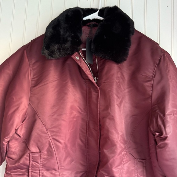 Blank NYC Size M Burgundy Faux Fur Collar Overachiever Jacket NEW! - Picture 6 of 10